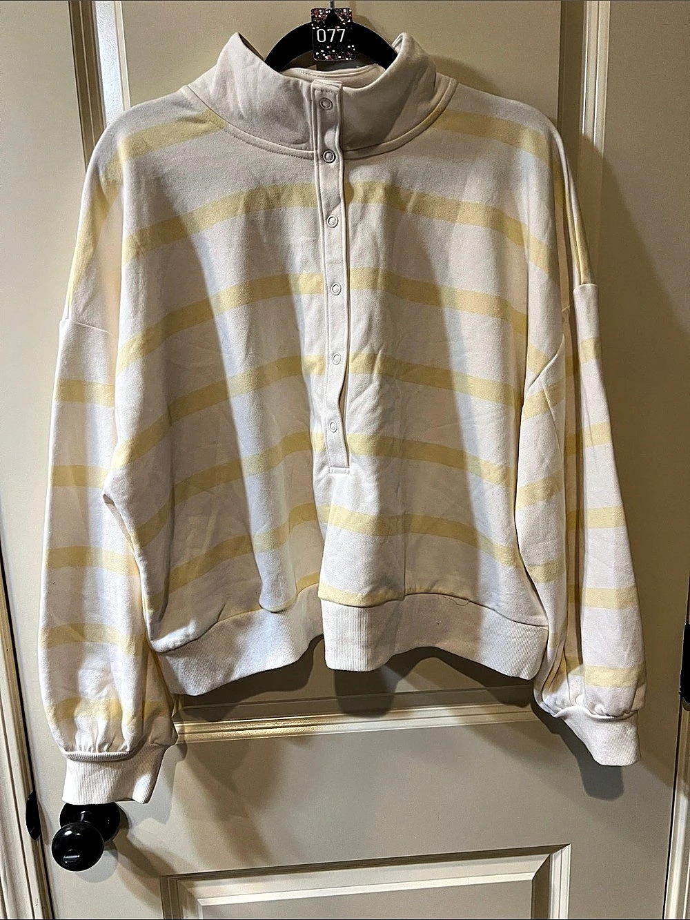 all in motion Women's French Terry Henley Sweatshirt White & yellow  H077 16